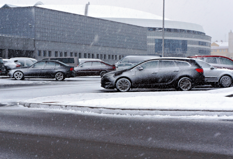 Snowy Parking Lot