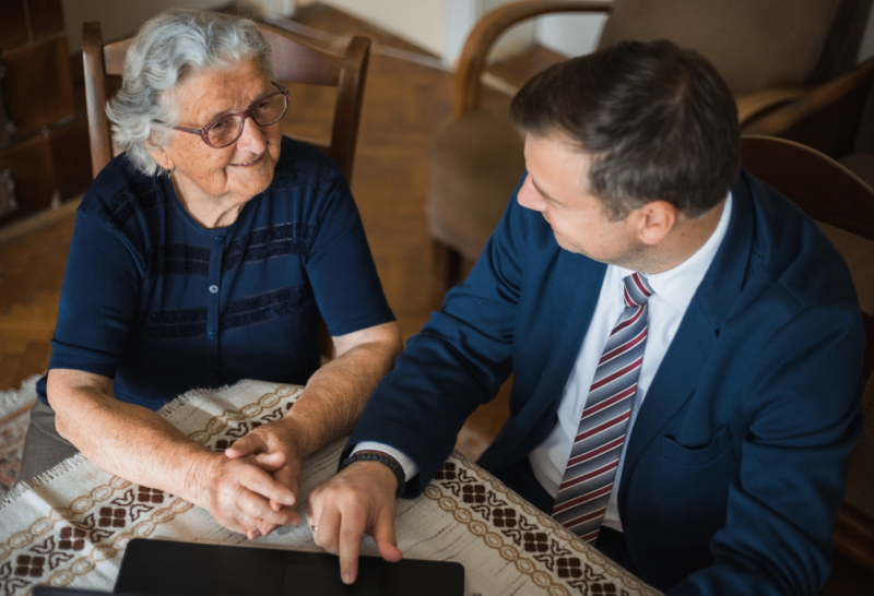 woman with lawyer