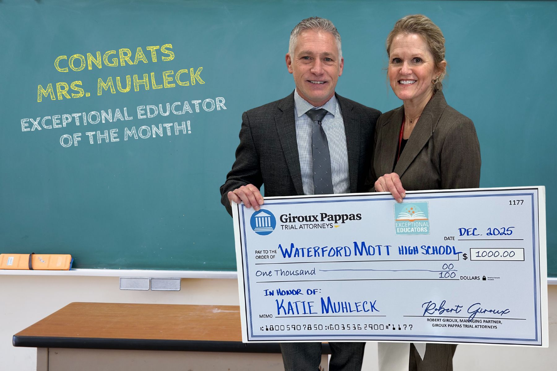 Congrats Katie Muhleck, Exceptional Educator