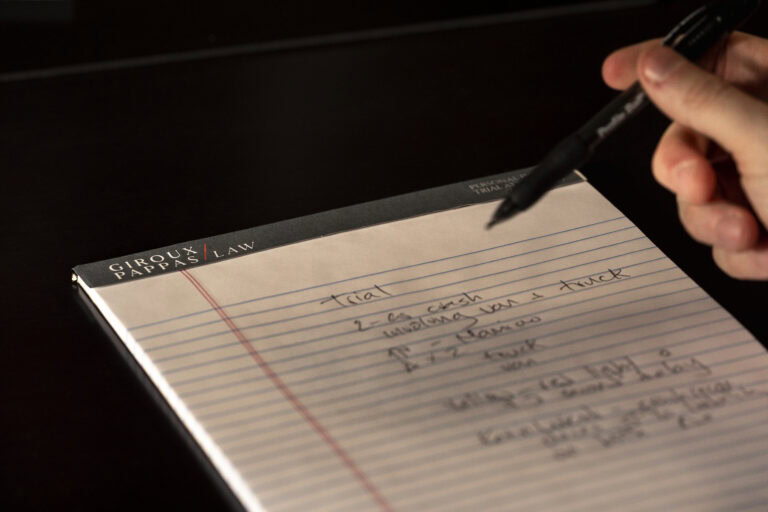legal pad with Trial written 139 Giroux Pappas lg SR_02028